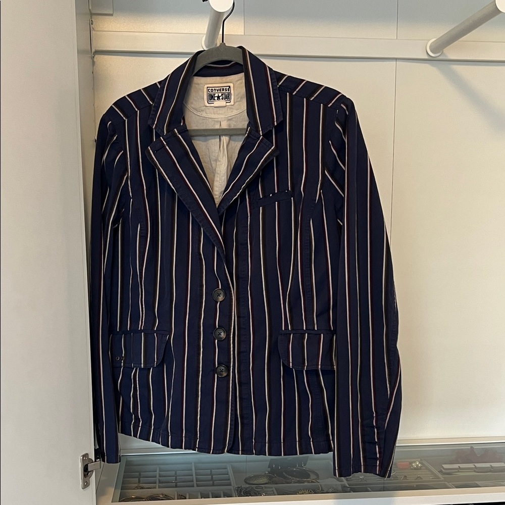 Converse One Star Women’s XL Navy Pinstripe Blazer | Y2K